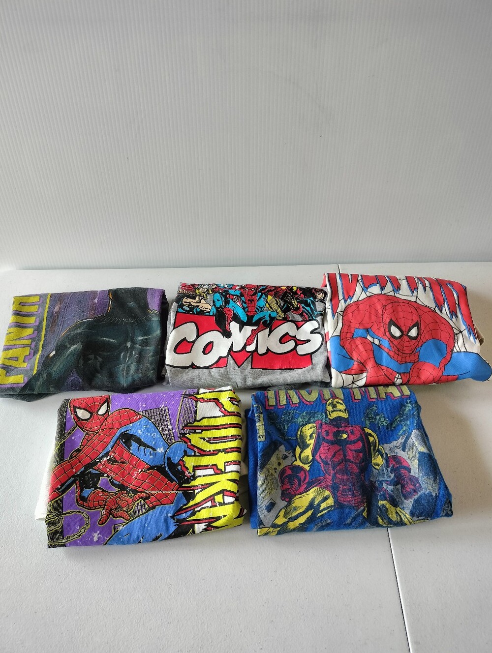 Set Of 5 Marvel Mens Superhero Graphic Tees T-Shirts M Spiderman Iron Man